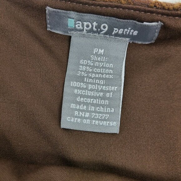 Apt 9 Skirt Womens Size PM Petite Medium Solid All Brown Lace Overlay A Line - Picture 3 of 5